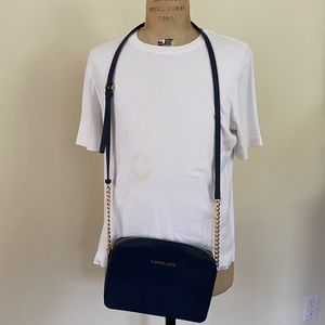 Michael Kors Navy and Gold Crossbody Bag